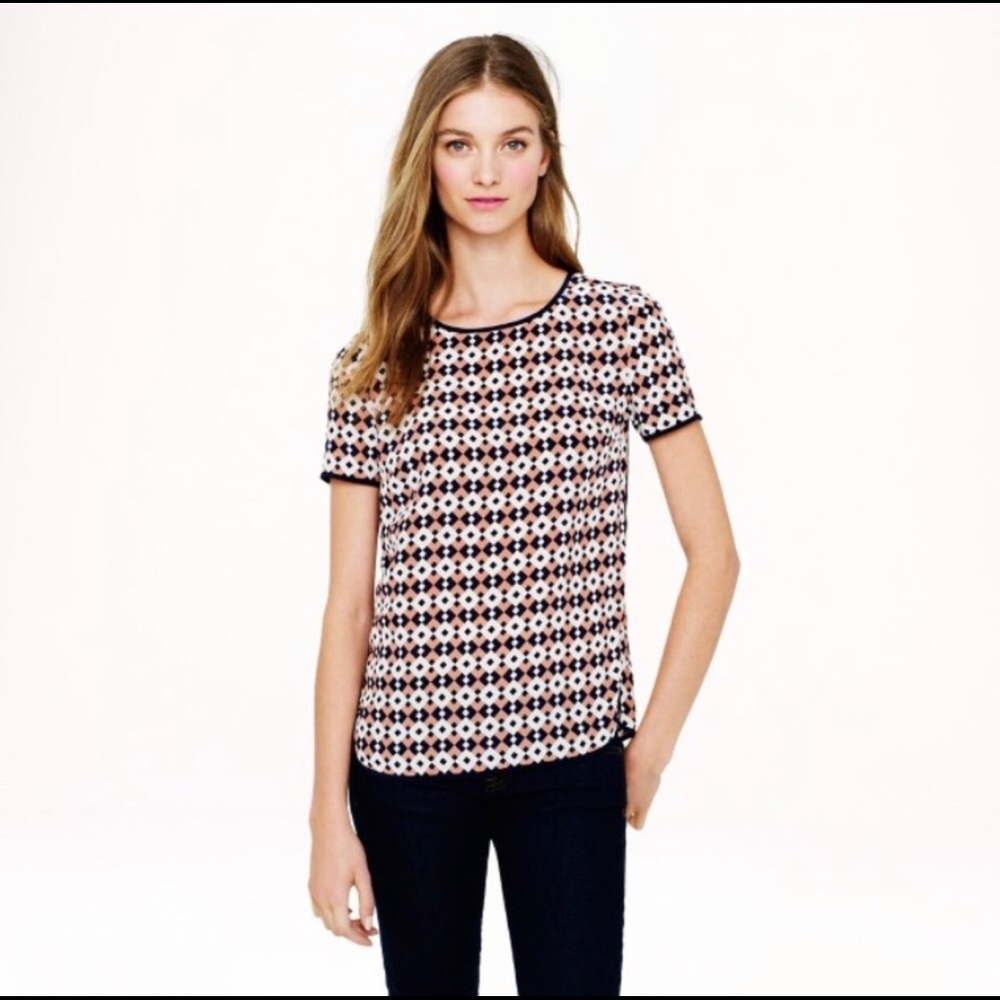 J.Crew diamond tile silk blouse size 4